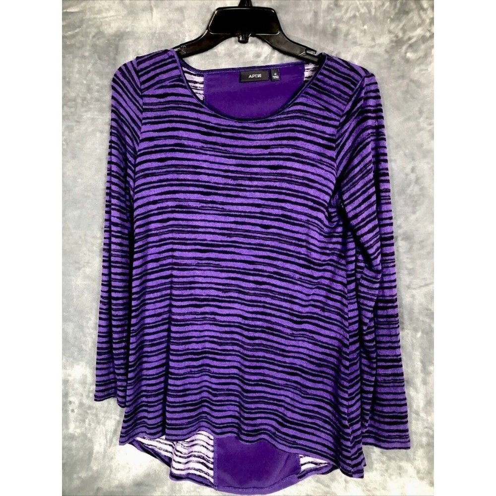 APT 9 Tops Purple/Black Striped Women’s Long Sleeved Shirt Adult Size Medium